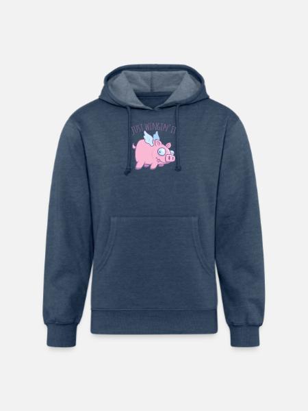 Just Wingin’ It Derpy Flying Pig - Unisex Organic Hoodie - heather navy