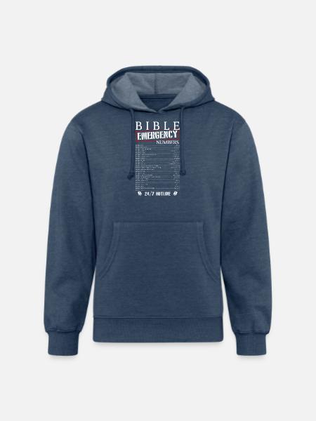 Bible Emergency Numbers - Unisex Organic Hoodie - heather navy