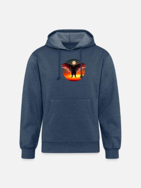 Mothman at sunset - Unisex Organic Hoodie - heather navy