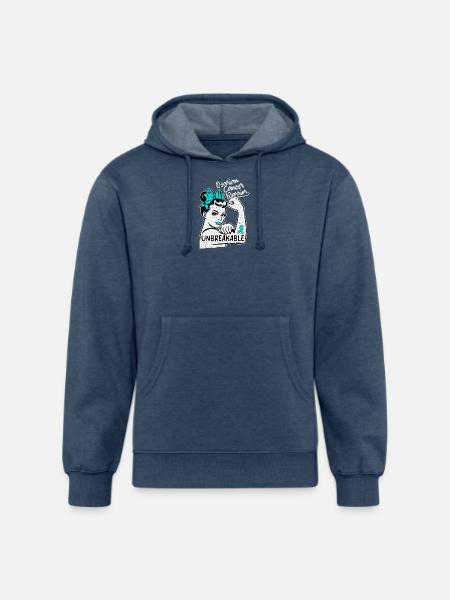 Unbreakable Ovarian Cancer Warrior - Unisex Organic Hoodie - heather navy