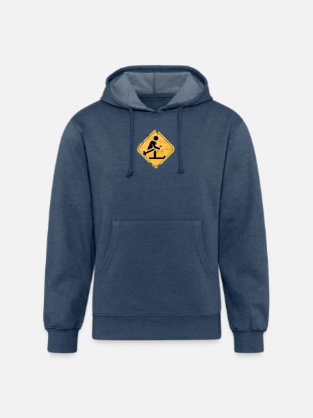 Snowboard Jump Hazard Sign - Unisex Organic Hoodie - heather navy
