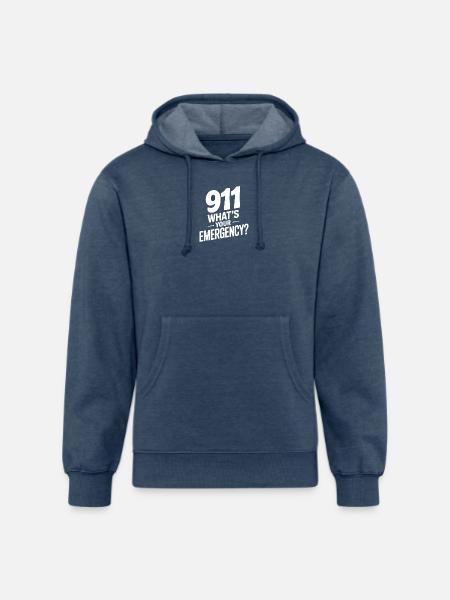 911 What's Your Emergency? - Unisex Organic Hoodie - heather navy