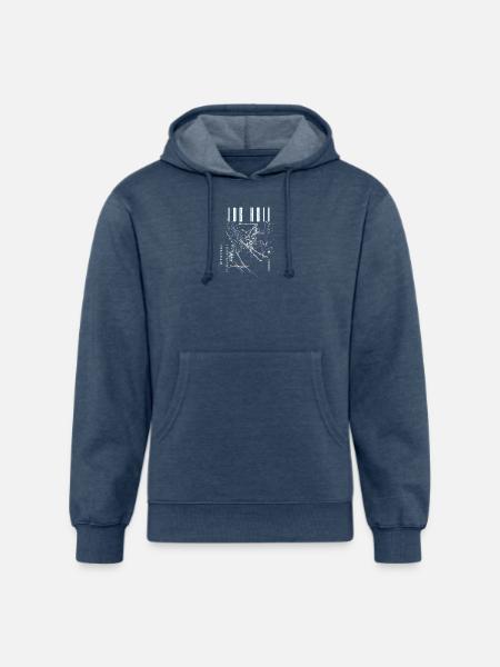Neon Lightning Skeleton Circuit - Unisex Organic Hoodie - heather navy