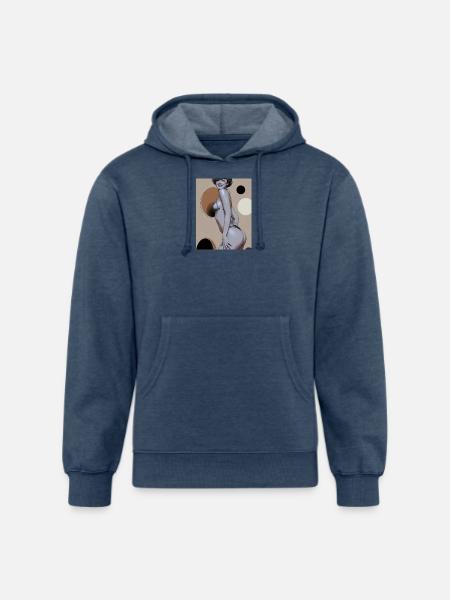 Retro Pinup Circle Print - Unisex Organic Hoodie - heather navy