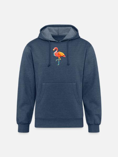 Flamingo Sunset - Unisex Organic Hoodie - heather navy