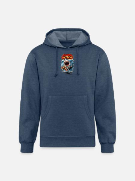 Shark Attack Retro Comic Splash - Unisex Organic Hoodie - heather navy
