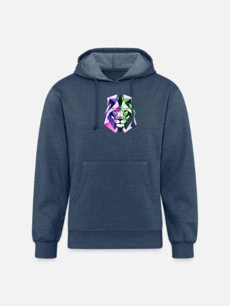 Polygon lion - Unisex Organic Hoodie - heather navy