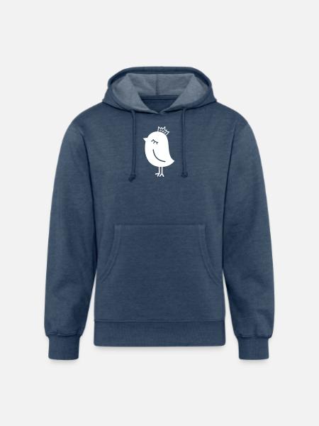 Royal Sparrow – Crowned Birdie - Unisex Organic Hoodie - heather navy