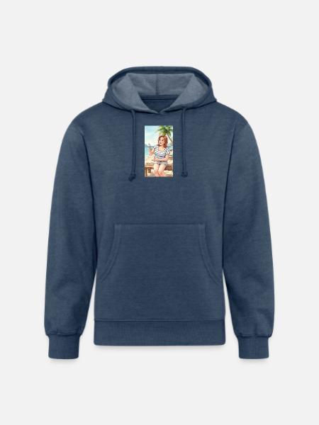 Beach Selfie Moment - Unisex Organic Hoodie - heather navy