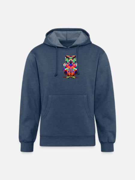 Polygon owl - Unisex Organic Hoodie - heather navy