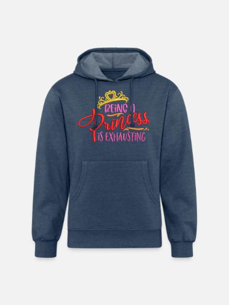 Princess Exhaustion Crown Embroidered Effect - Unisex Organic Hoodie - heather navy