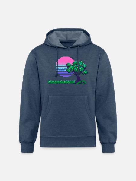 Pixel Serenity - Unisex Organic Hoodie - heather navy
