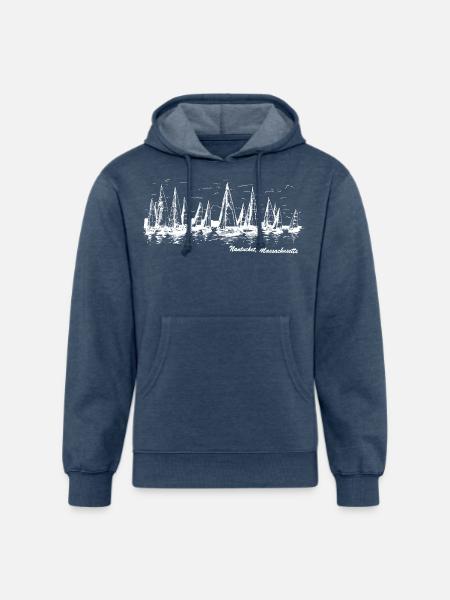 Nantucket, Massachusetts - Unisex Organic Hoodie - heather navy