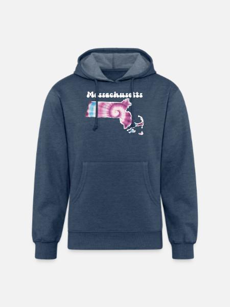 Massachusetts Tie Dye - Unisex Organic Hoodie - heather navy
