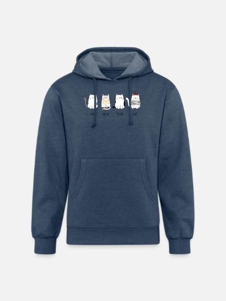 Un Deux Trois Cat - Unisex Organic Hoodie - heather navy