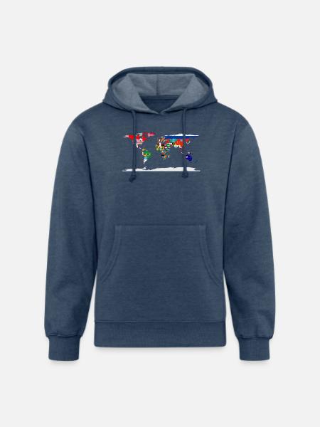 Flag Map Of The World - Unisex Organic Hoodie - heather navy