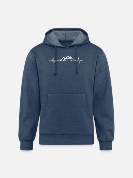 ECG mountains - Unisex Organic Hoodie - heather navy