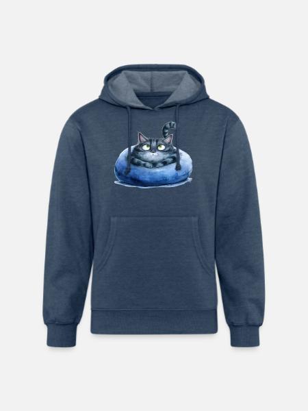 Funny Cat - Unisex Organic Hoodie - heather navy