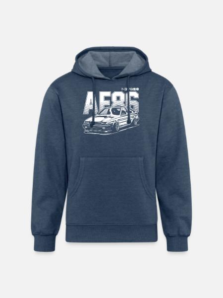 Ae86 Truenoabcdabcdabcdwhite Print - Unisex Organic Hoodie - heather navy