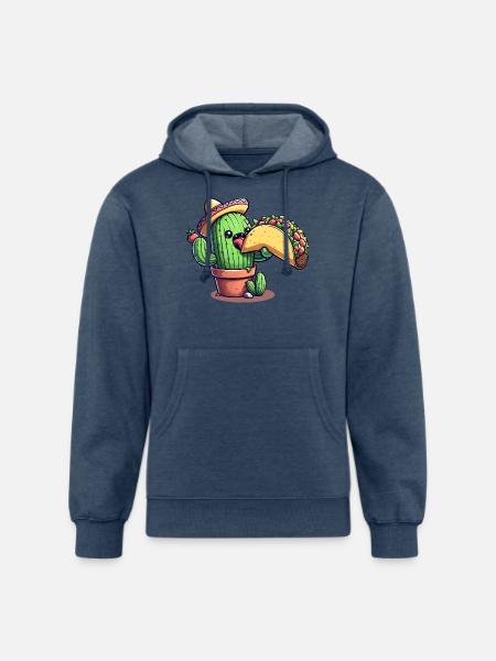 Mexican taco cactus - Unisex Organic Hoodie - heather navy