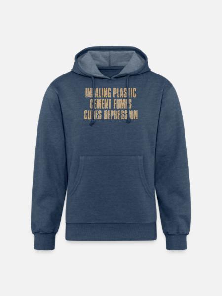 Plastic Fume Mood Pollution - Unisex Organic Hoodie - heather navy