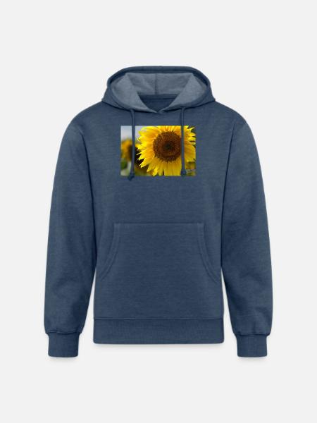 Sunlit Spiral Sunflower - Unisex Organic Hoodie - heather navy