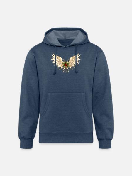 Holly Winged Halo Ornament - Unisex Organic Hoodie - heather navy