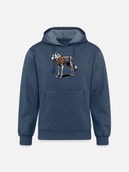 Wolf Skeleton Illustration - Unisex Organic Hoodie - heather navy