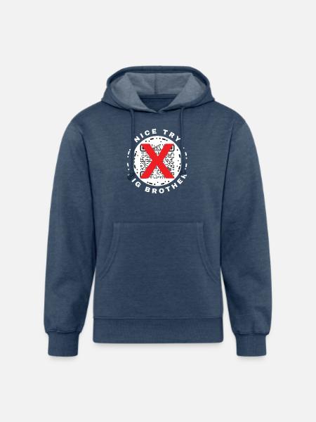 Nice Try Big Brother Privacy QR Code Design - Unisex Organic Hoodie - heather navy