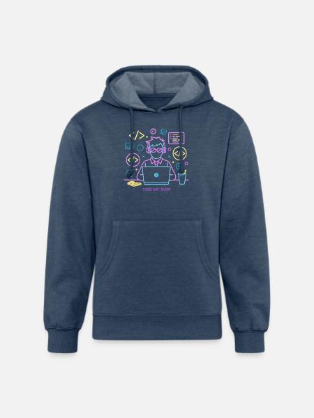 Code. Eat. Sleep. - Unisex Organic Hoodie - heather navy