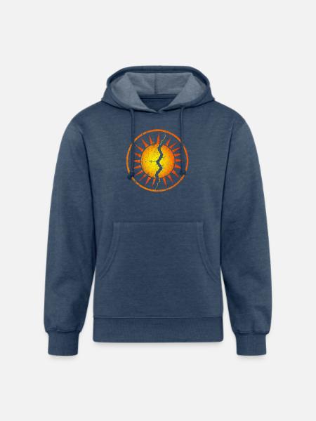 Cracked Sunburst Emblem - Unisex Organic Hoodie - heather navy
