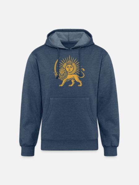 Solar Crowned Lion Emblem - Unisex Organic Hoodie - heather navy