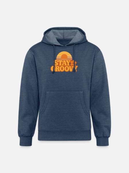 Retro Sunset Stay Groovy Graphic - Unisex Organic Hoodie - heather navy