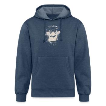 Hipster Gorilla With Glasses - Unisex Organic Hoodie - heather navy - Front