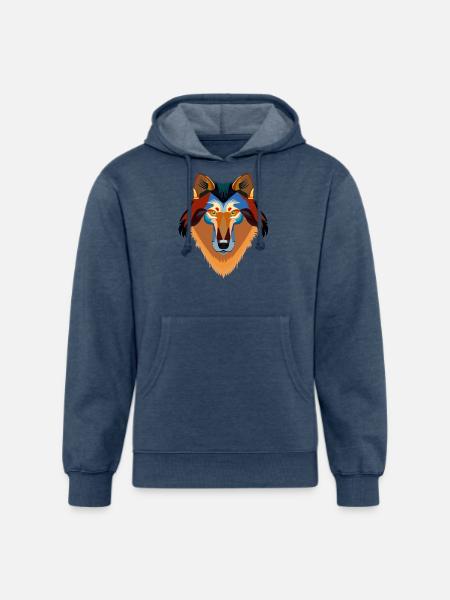 Orange wolf - Unisex Organic Hoodie - heather navy