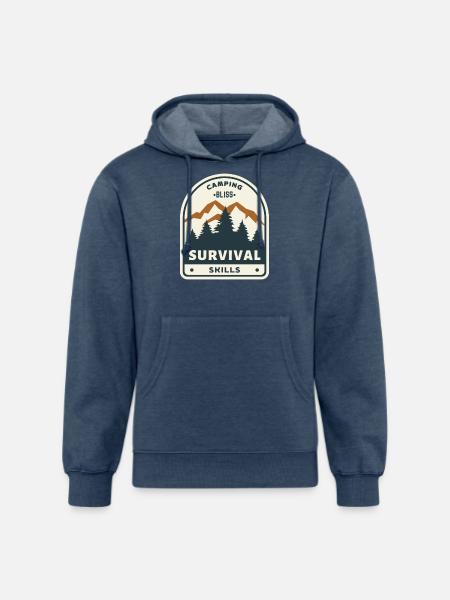 Camping Bliss Survival Skills - Unisex Organic Hoodie - heather navy