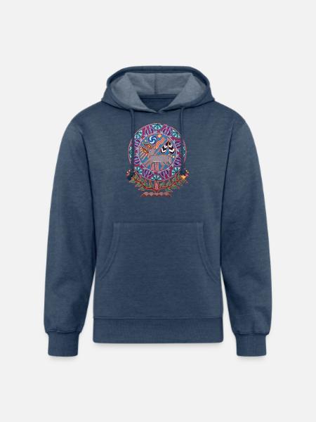 Native Huichol Peyote Deer - Unisex Organic Hoodie - heather navy