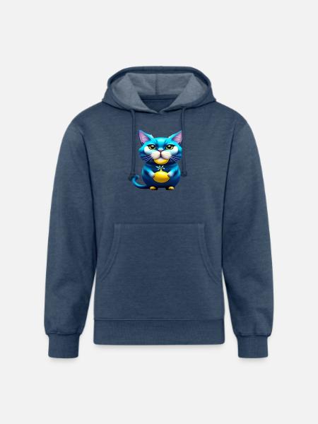 Cute cat funny blue cat - Unisex Organic Hoodie - heather navy