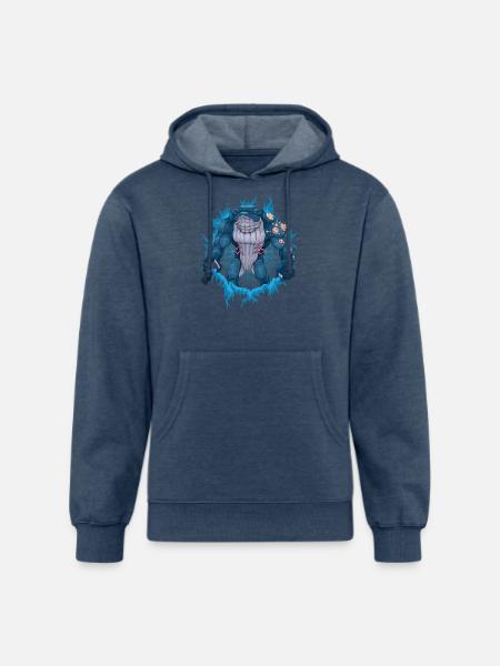 Whale Mutant With Halftone Background - Unisex Organic Hoodie - heather navy