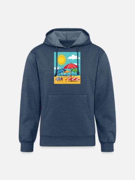 Beach Umbrellas - Unisex Organic Hoodie - heather navy