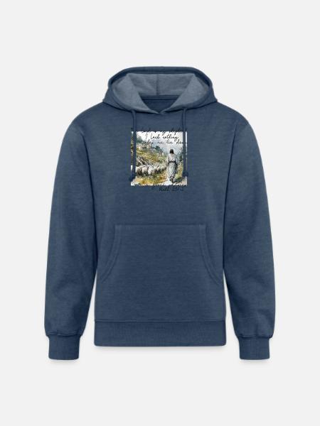 Psalm 23 Shepherd Illustration - Unisex Organic Hoodie - heather navy