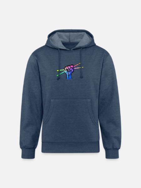 Drumsticks Fist Drummer Design - Unisex Organic Hoodie - heather navy