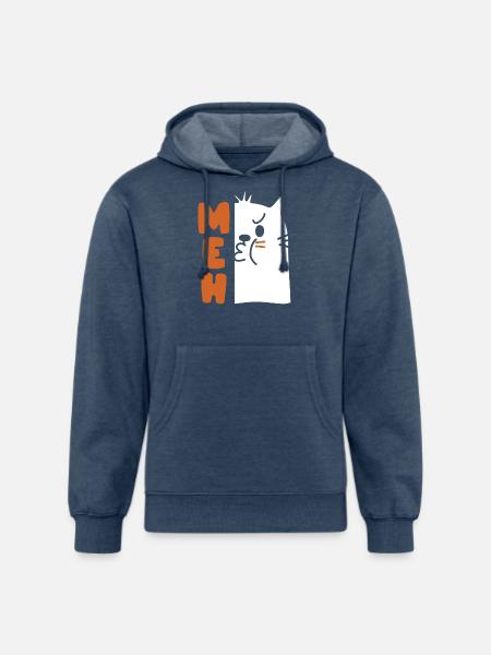 Angry Meh Cat - Unisex Organic Hoodie - heather navy
