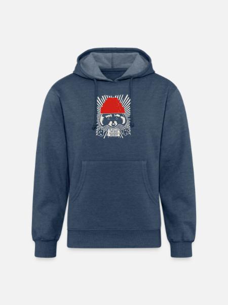 Raccoon DEVO Hat Poster – Bold Political Art Print - Unisex Organic Hoodie - heather navy