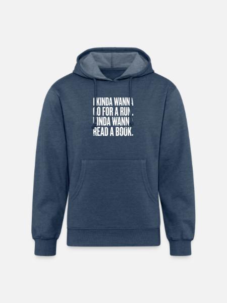 Kinda Wanna Run Read Tee - Unisex Organic Hoodie - heather navy