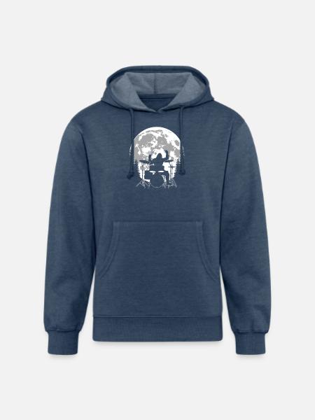Bigfoot Drummer Moon - Unisex Organic Hoodie - heather navy
