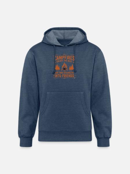 Campfires Turn Strangers Into Friends - Unisex Organic Hoodie - heather navy