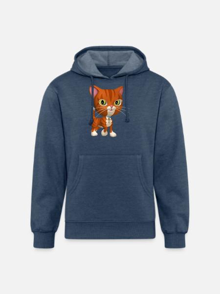Orange Tabby Cat - Unisex Organic Hoodie - heather navy