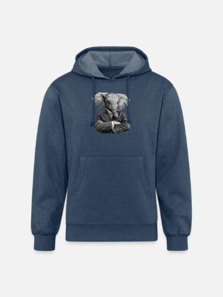 elephant in suit - Unisex Organic Hoodie - heather navy