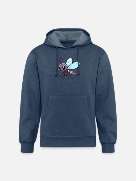 Playful Mosquito Cartoon - Unisex Organic Hoodie - heather navy